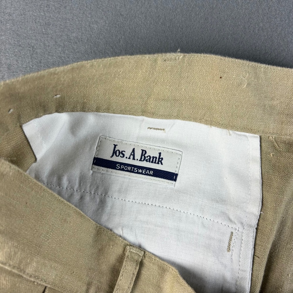 Jos. A. Bank Shorts Mens 36 Tan Pleated 100% Linen Sportswear Casual Classic - Picture 4 of 15